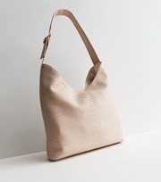 New Look Cream Woven Leather-Look Shoulder Bag